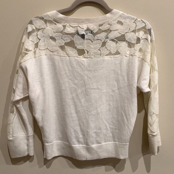 American Eagle  Cream Lace Inset Cardigan - Picture 1 of 11